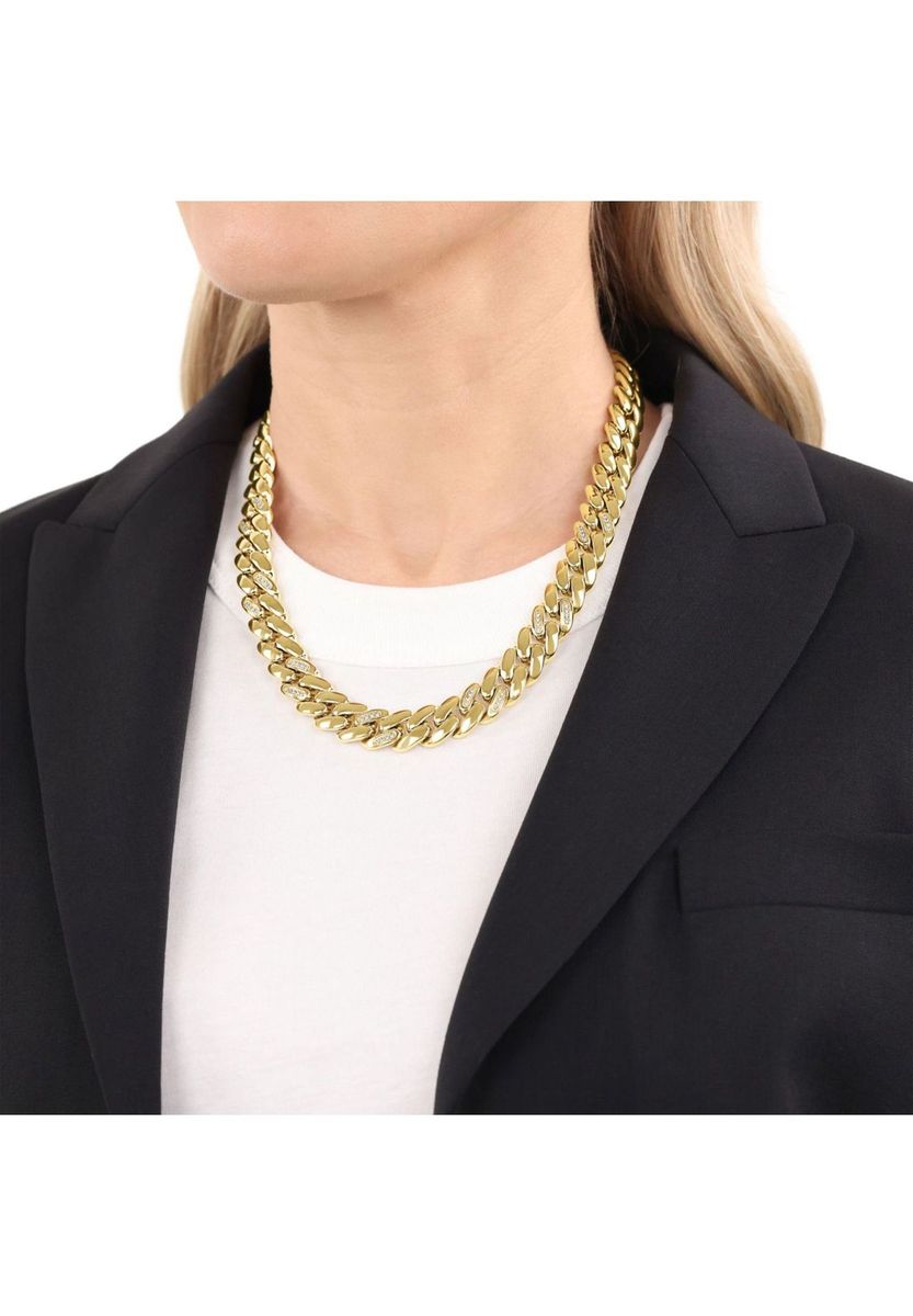 JOOP! Collier für Damen, Edelstahl, Zirkonia, Gold, 45 CM