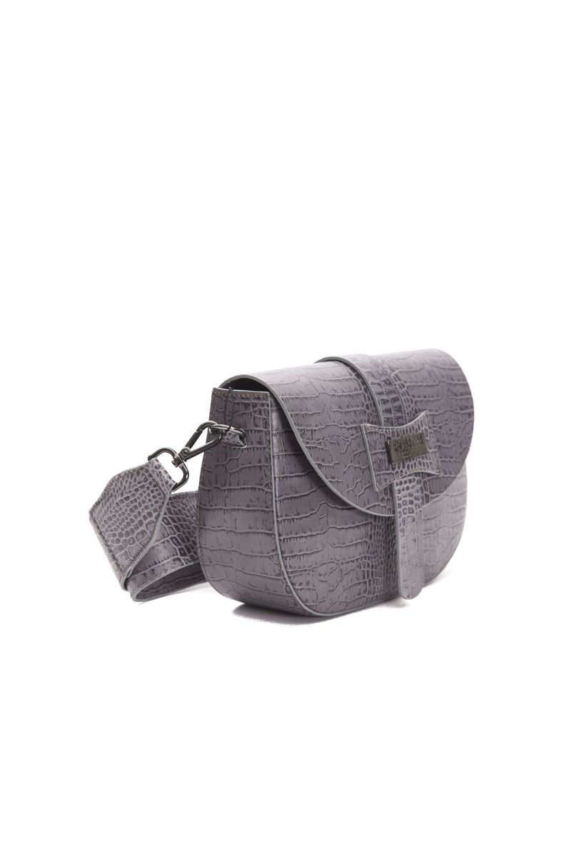 Leder-Satteltasche mit Krokodilprägung
