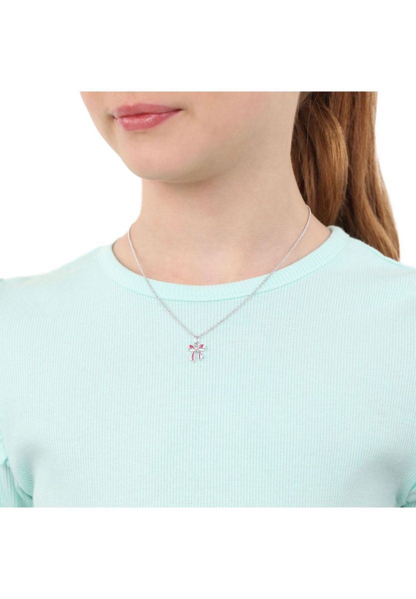 Halskette mit Schleifenanhänger und Zirkonia