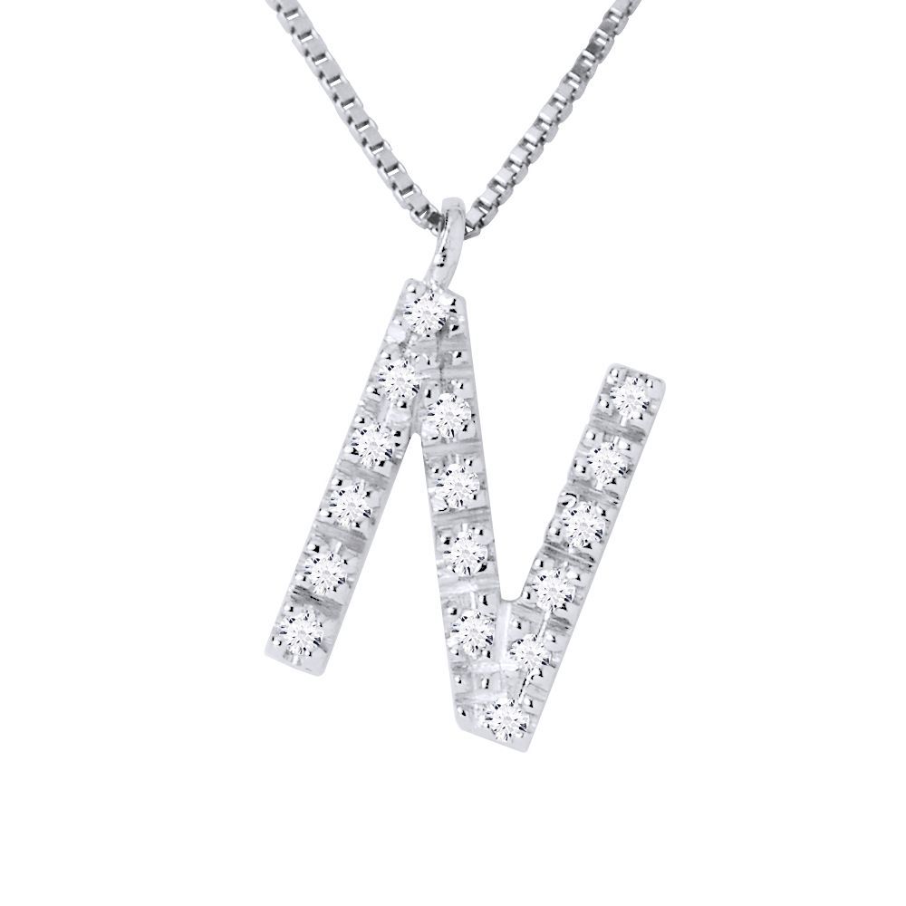 Diamant Anfangsbuchstabe N Weißgold Halskette