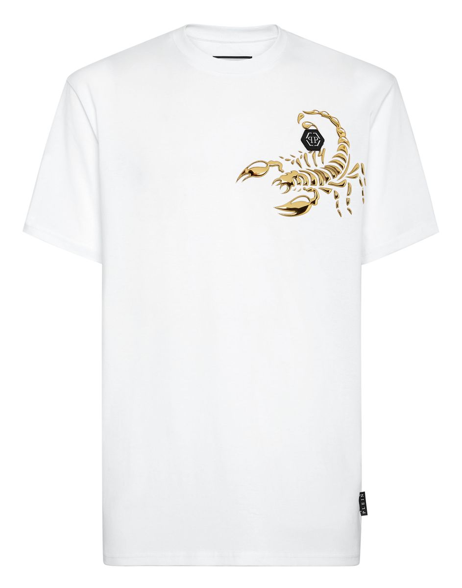 Baumwoll-T-Shirt mit Metallic-Skorpion