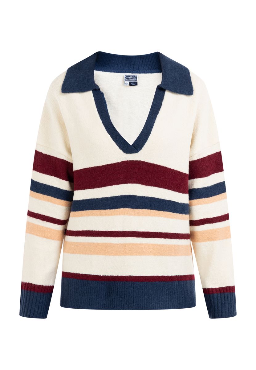 Gestreifter Strickpullover mit Kragen