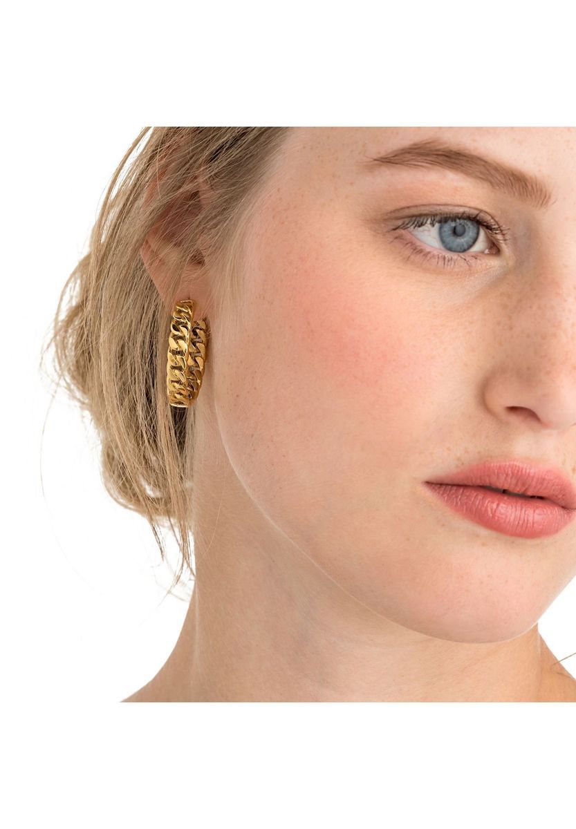 NOELANI Damen Creolen "Chunky Chain 2029992", Edelstahl, gold