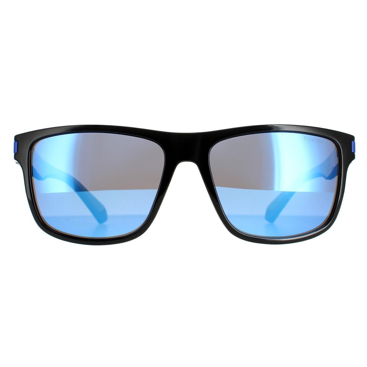 Quadratische Sonnenbrille mit blauem Spiegelglas