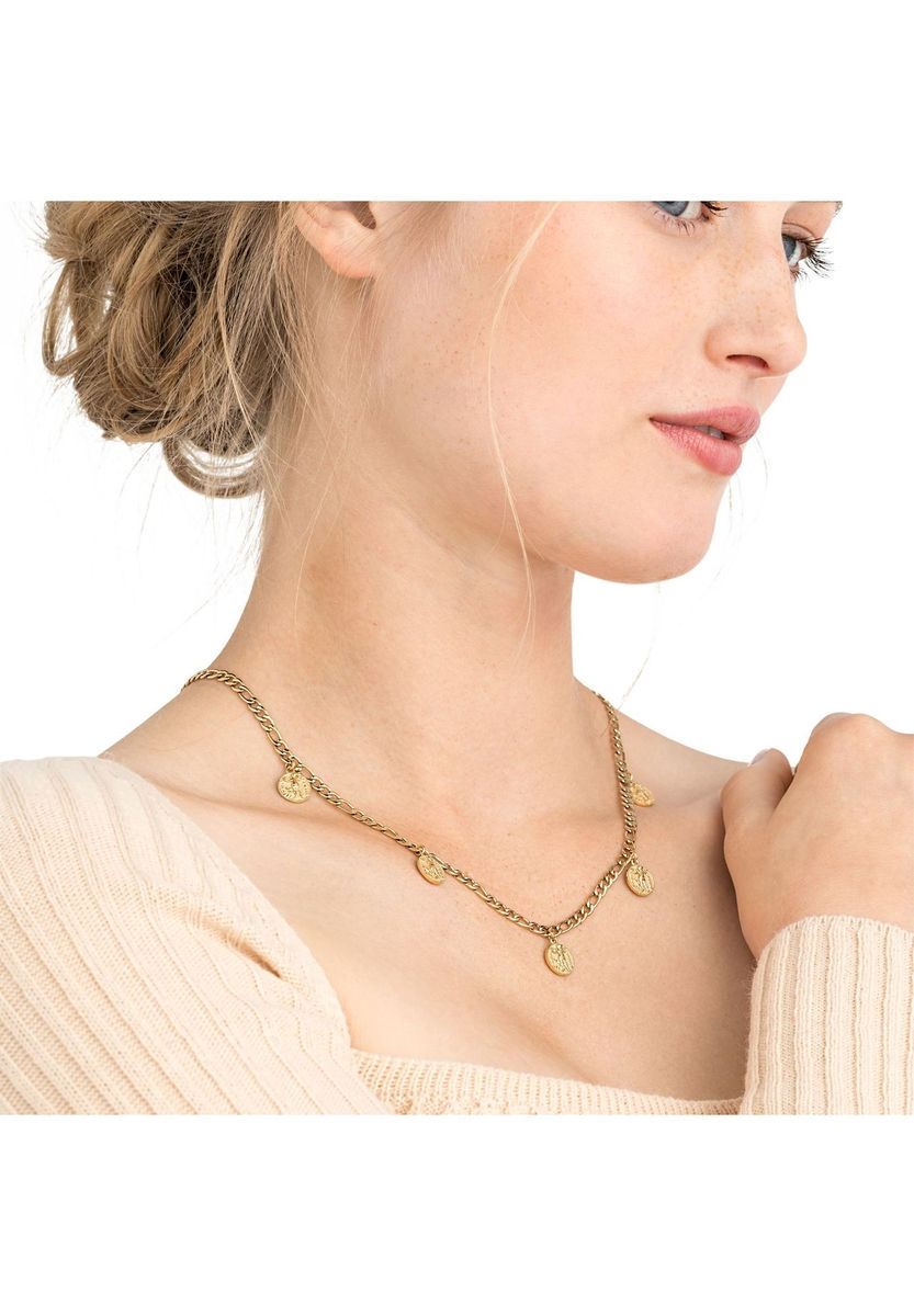 NOELANI Damen Kette mit Anhänger "Greek Coin 2030649", Edelstahl, gold