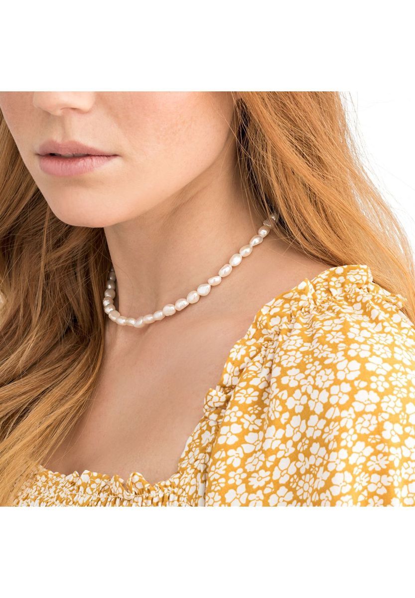 NOELANI Damen Kette, 925er Silber mit Süßwasserzuchtperlen, WEISS GOLD