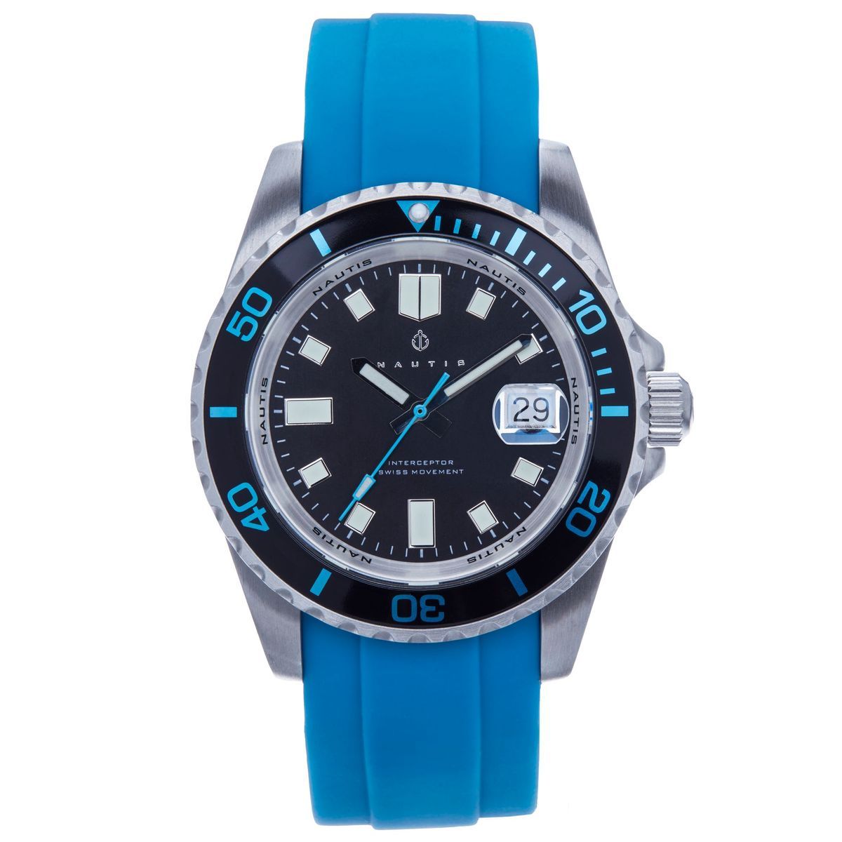 Taucheruhr für Herren mit blauem Band