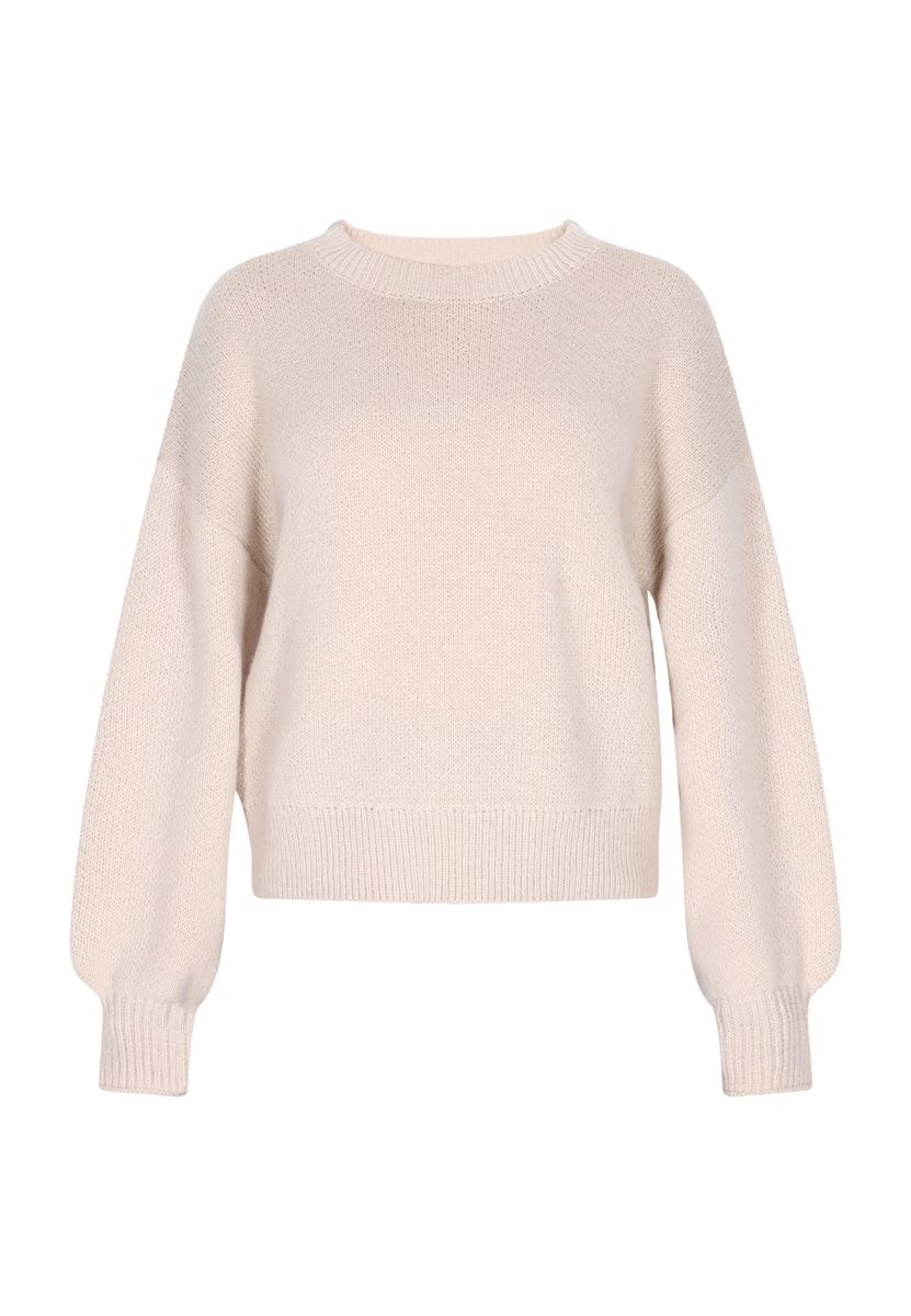 Strukturierter Strickpullover mit Ballonärmeln