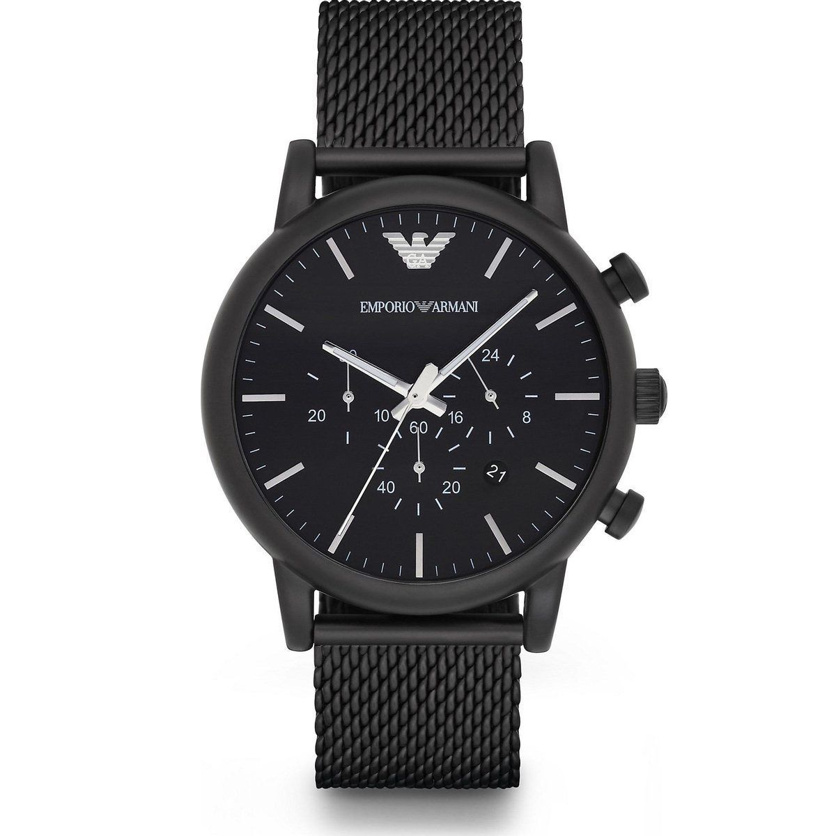 Elegante schwarze Edelstahluhr