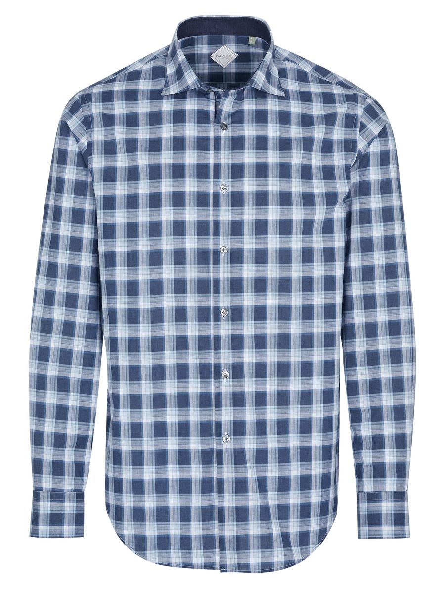 Herren Hemd Slim Fit mit blauem Plaidmuster