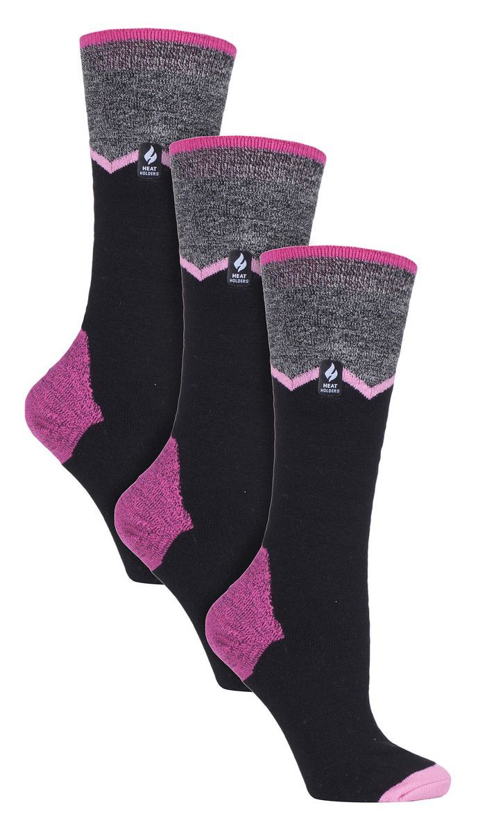 3 Paar Multipack Ultra Lite Damen Skisocken | Wärmehalter | Damen Funky Patterned Striped Knee High Socks - Schwarz Zig Zag