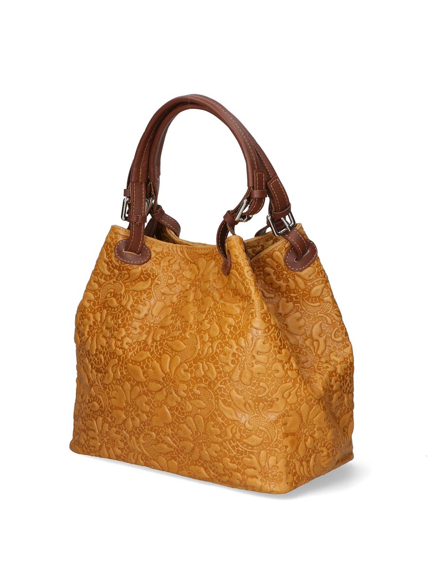 Italienische Tote-Tasche mit Blumenprägung