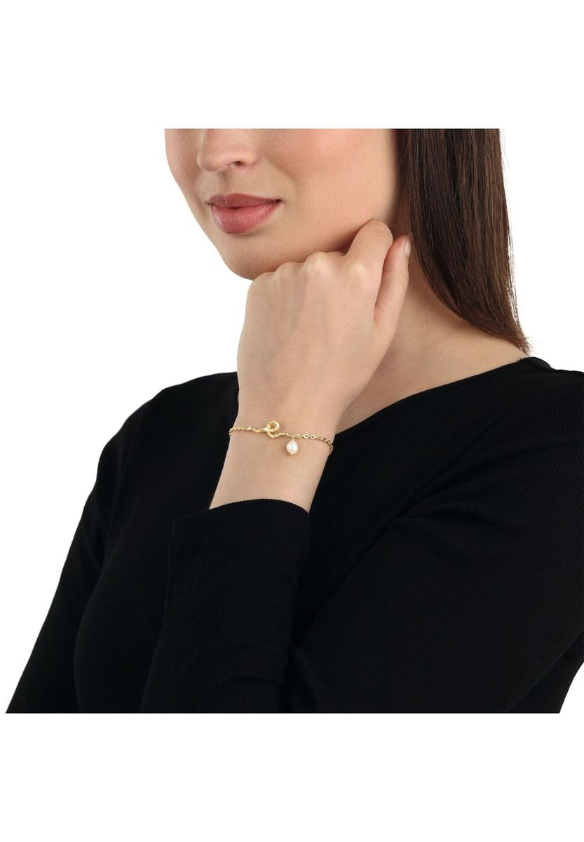 NOELANI Damen Armband, Edelstahl mit Süßwasserzuchtperle, GOLD