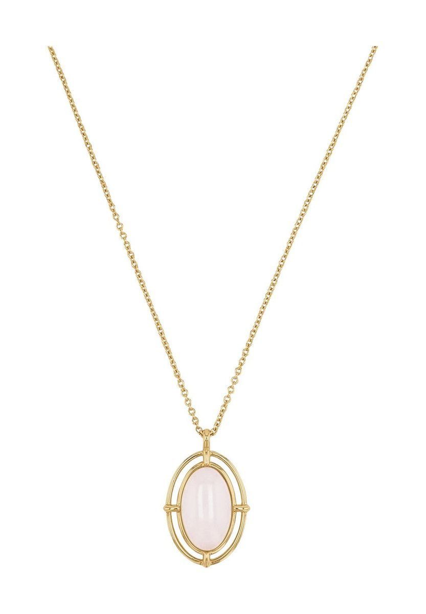 NOELANI Damen Kette mit Anhänger, 925er Silber Achat, GOLD