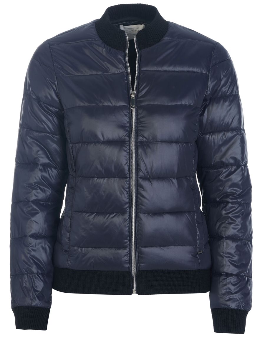 Gesteppte Bomberjacke mit Rippstrickdetails