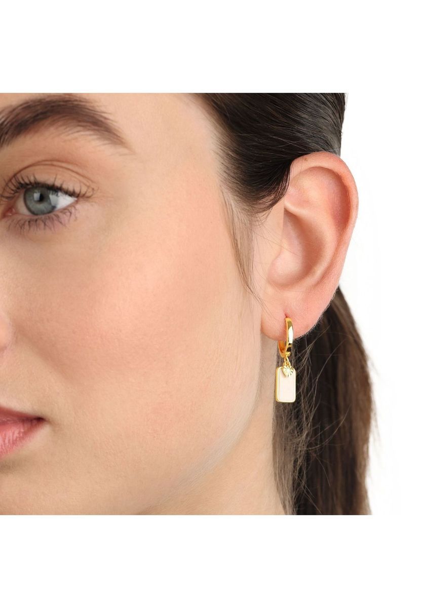 NOELANI Damen Creolen mit Anhänger, 925er Silber, GOLD, 99