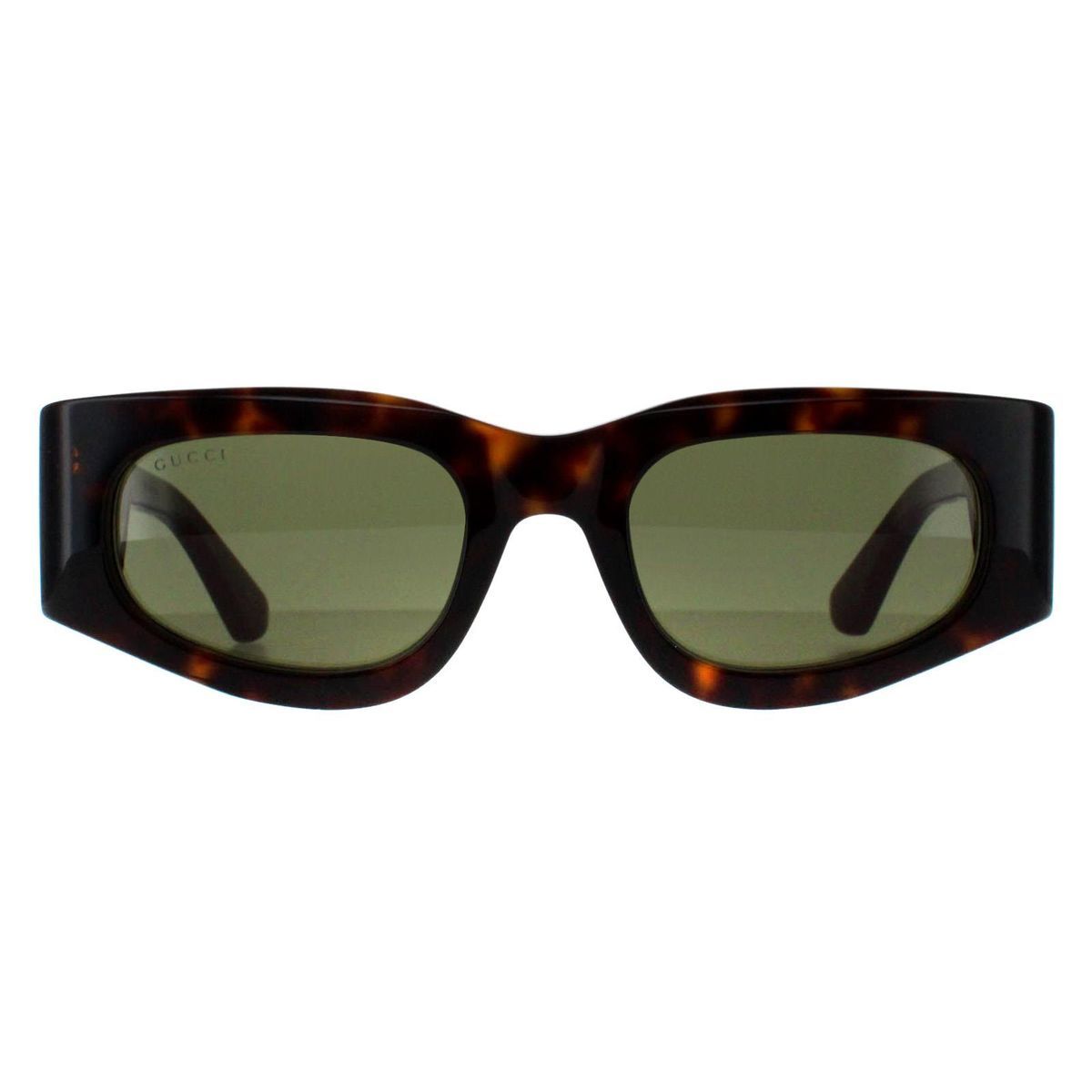 Rechteckige Havana Sonnenbrille mit grünen Gläsern