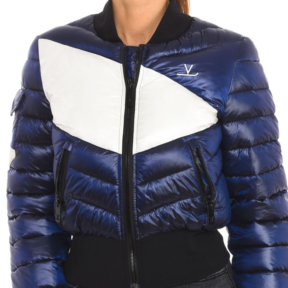 Wattierte Bomberjacke mit Color-Blocking