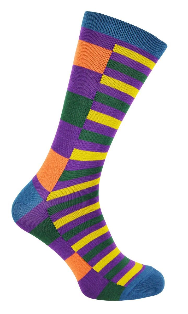 Herr Heron - Herren Bambus Socken | Neuheit Funky Socken | Gemusterte Argyle gestreiften Socken | Atmungsaktiv weich | Geschenke für ihn - Streifen (lila)