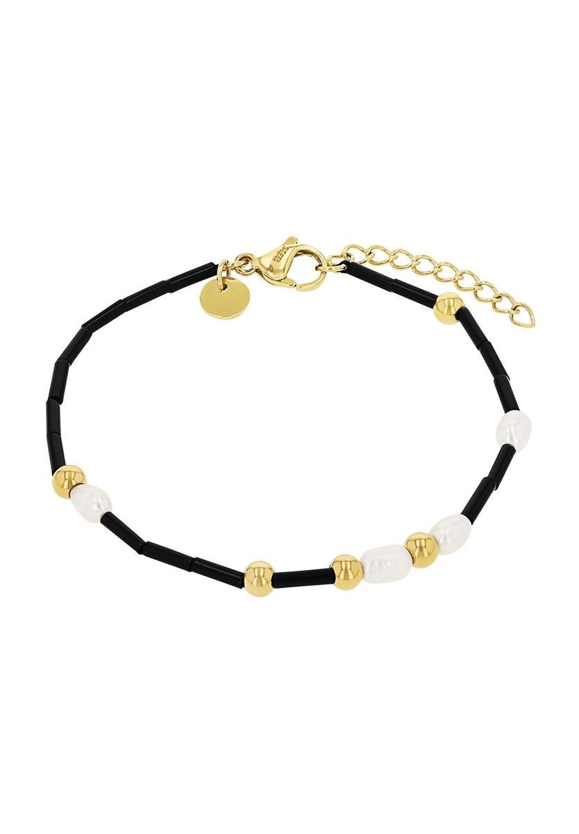 NOELANI Damen Armband, Edelstahl mit Süßwasserzuchtperlen, GOLD
