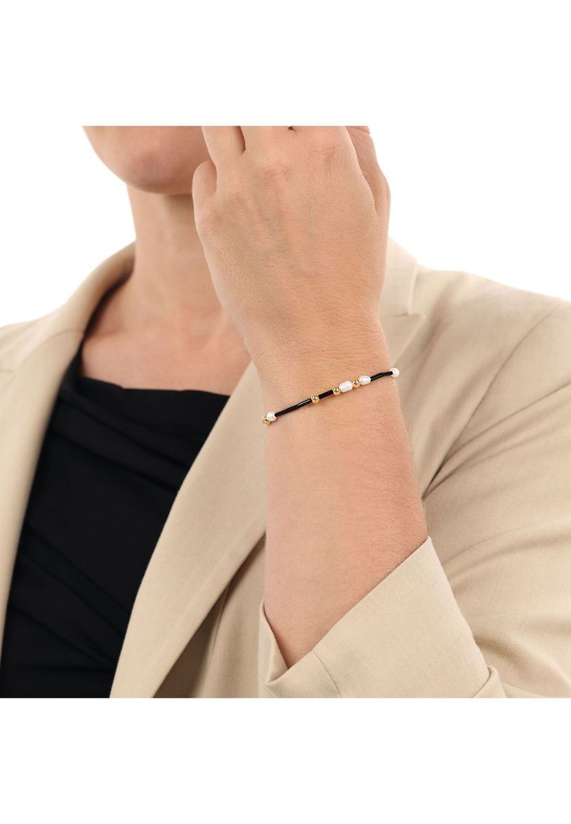 NOELANI Damen Armband, Edelstahl mit Süßwasserzuchtperlen, GOLD