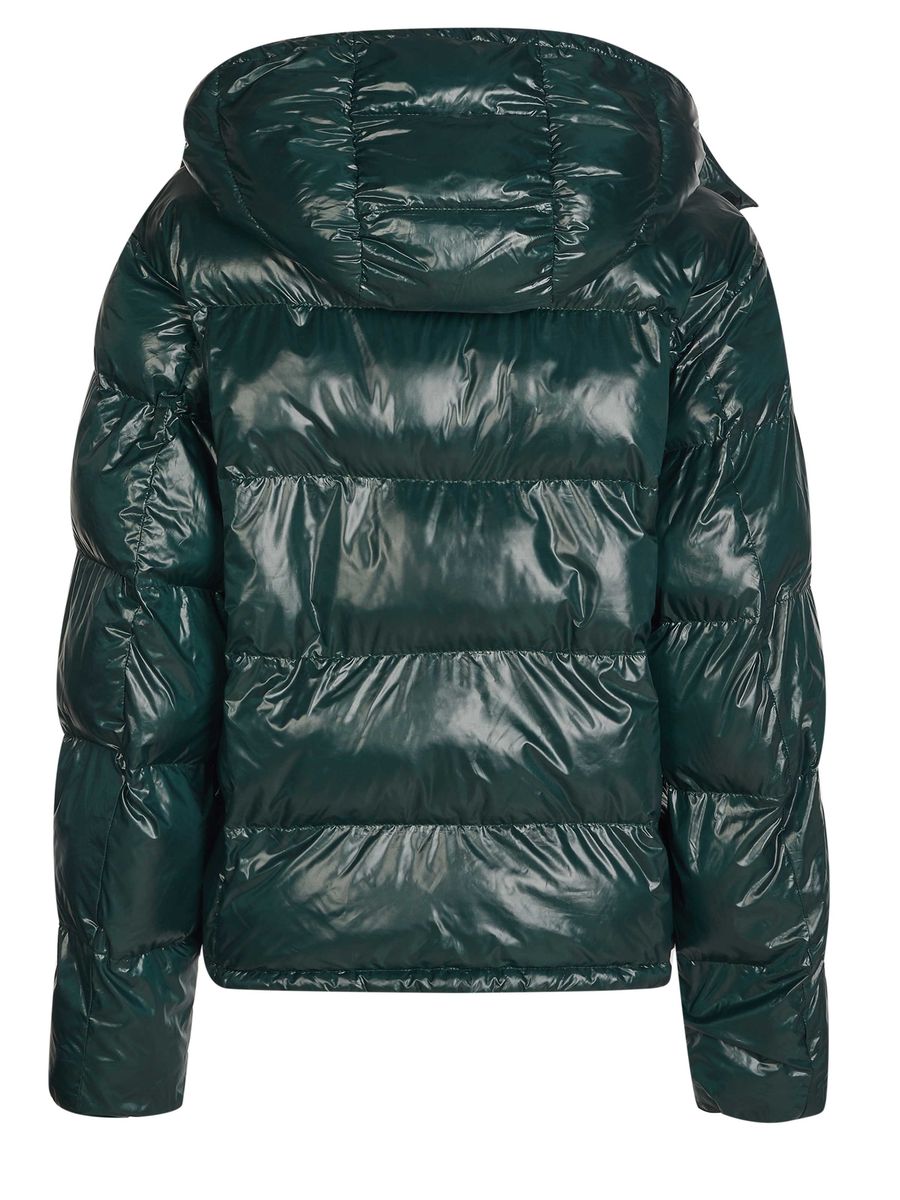 Glänzende Pufferjacke mit abnehmbarer Kapuze