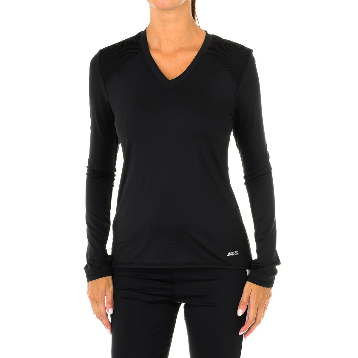 Damen Sporttop Langarm V-Ausschnitt