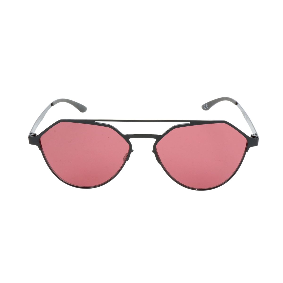 Geometrische Pilotenbrille mit pinkfarbenen Gläsern