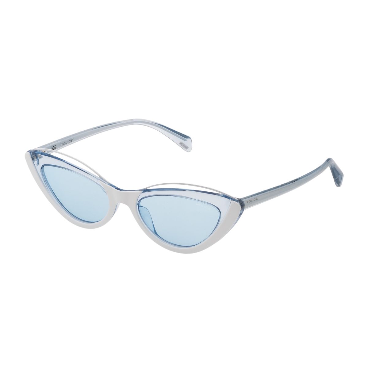 Cat-Eye Sonnenbrille mit hellblauen Gläsern
