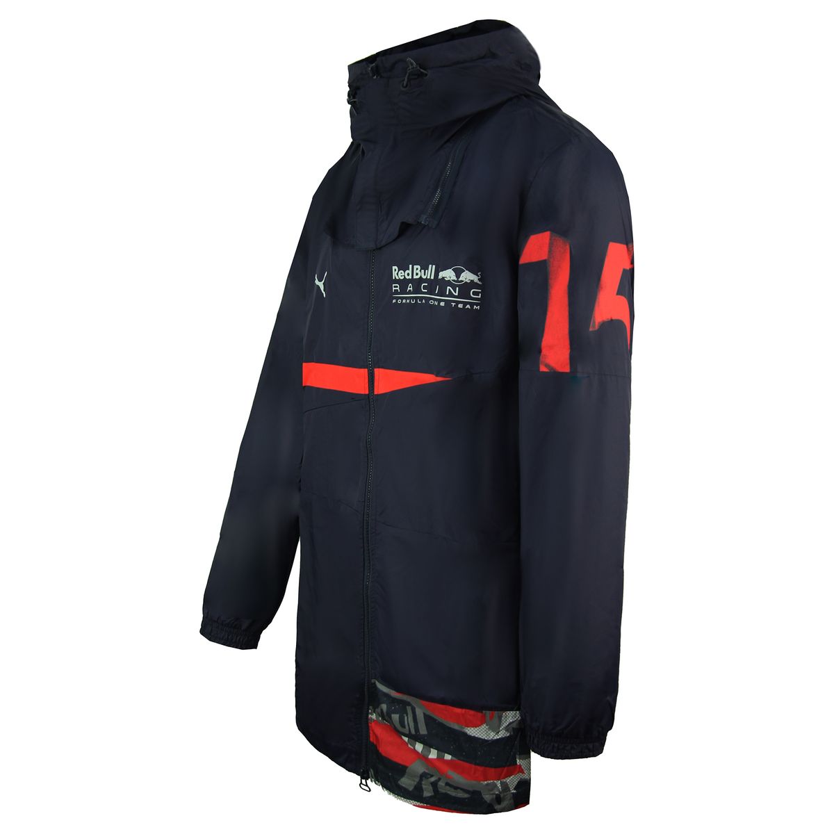 Technische Lange Jacke mit Rennsport-Grafik