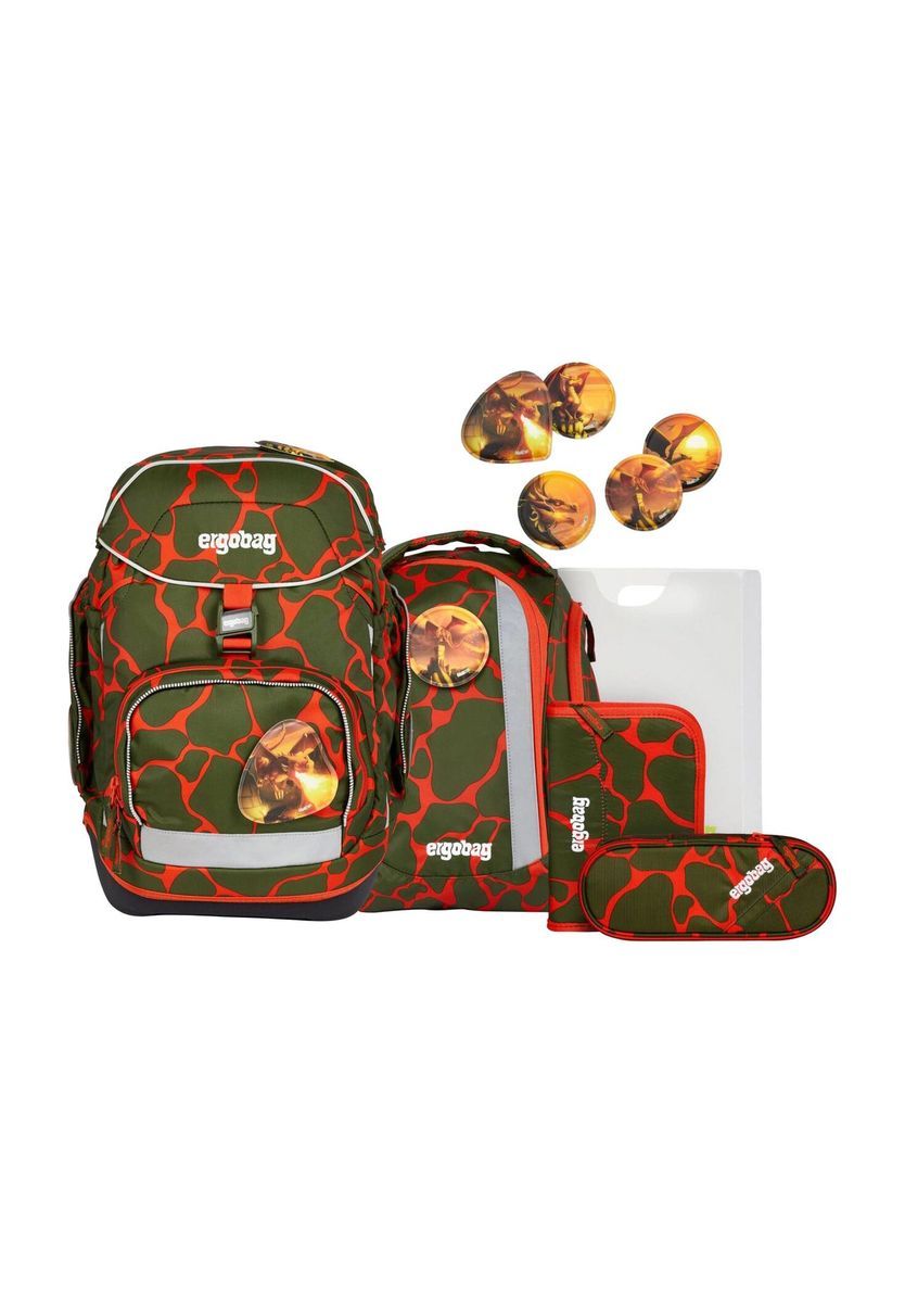 Ergonomisches grünes Schulrucksack-Set