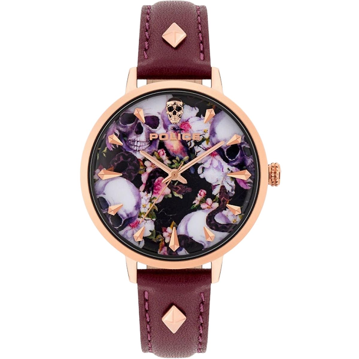 Uhr mit Blumenschädelmuster