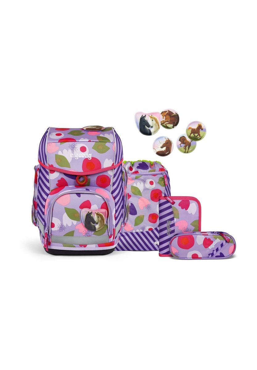 Ergobag Lila Blumen Schulranzen-Set