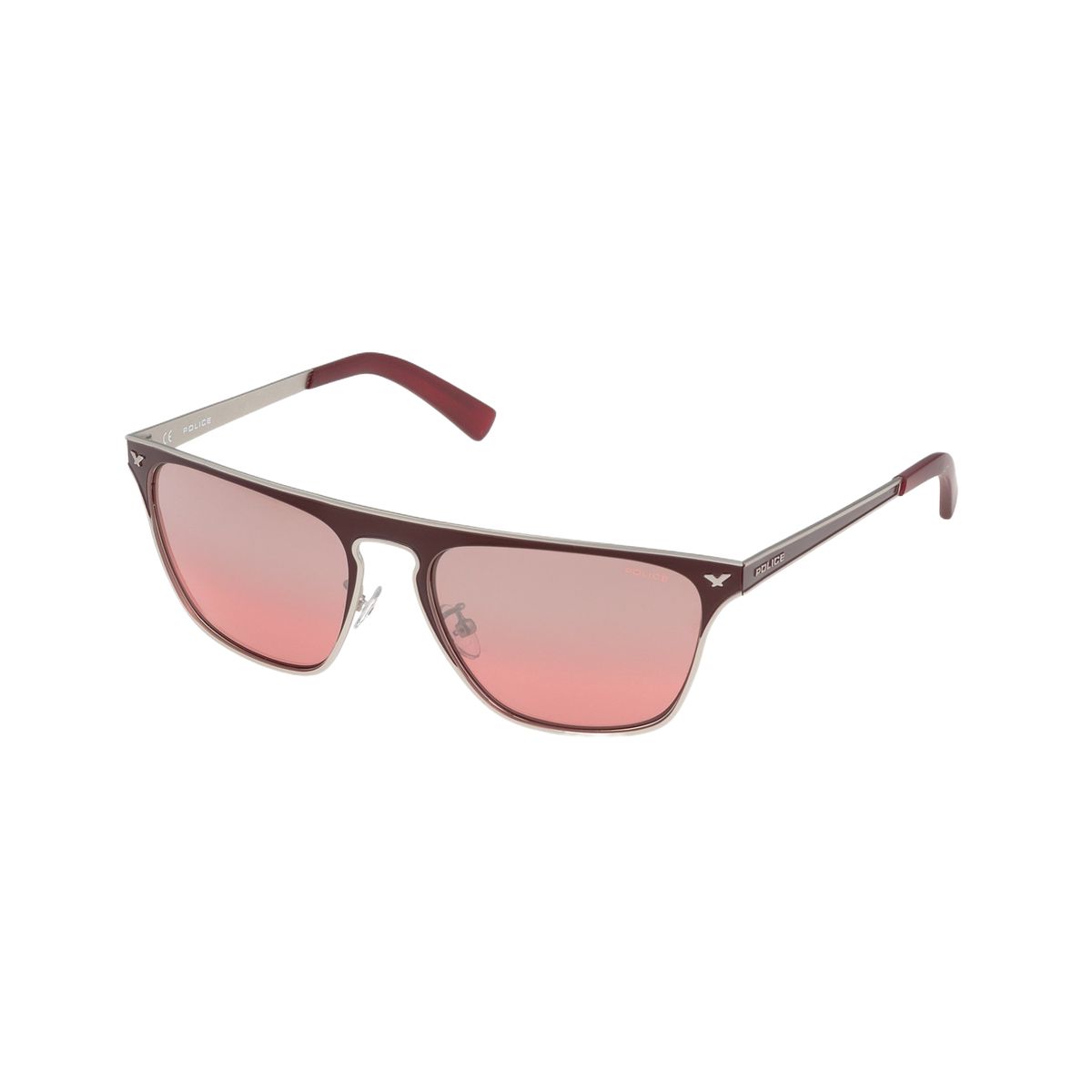 Quadratische Sonnenbrille mit rosafarbener Linse