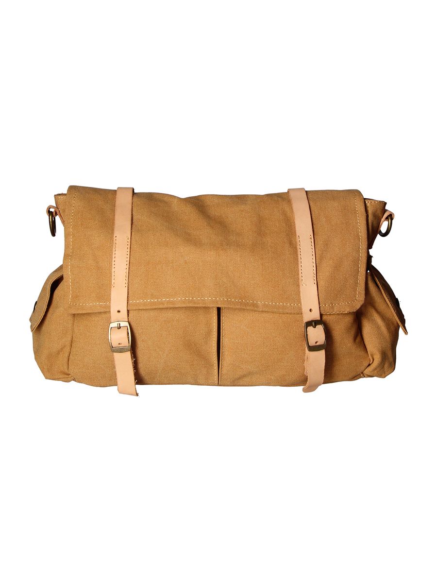 Canvas Messenger Bag mit Lederriemen