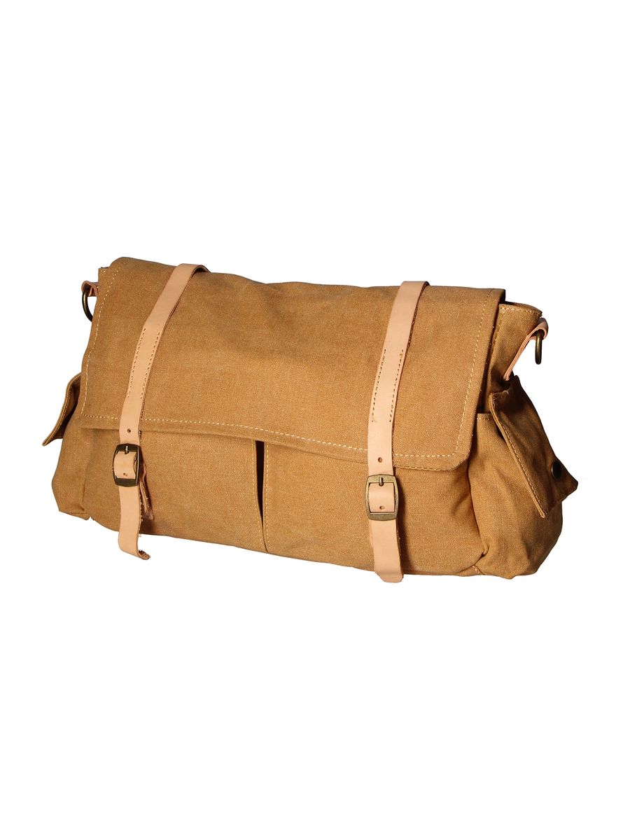Schultertasche aus Canvas und Leder