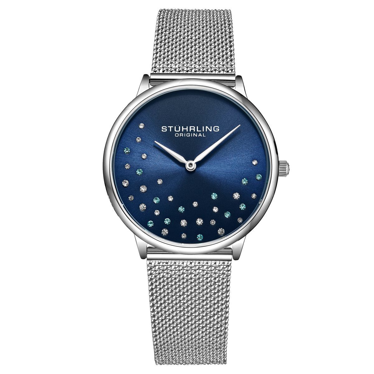 Blaue Zifferblatt Mesh-Armbanduhr