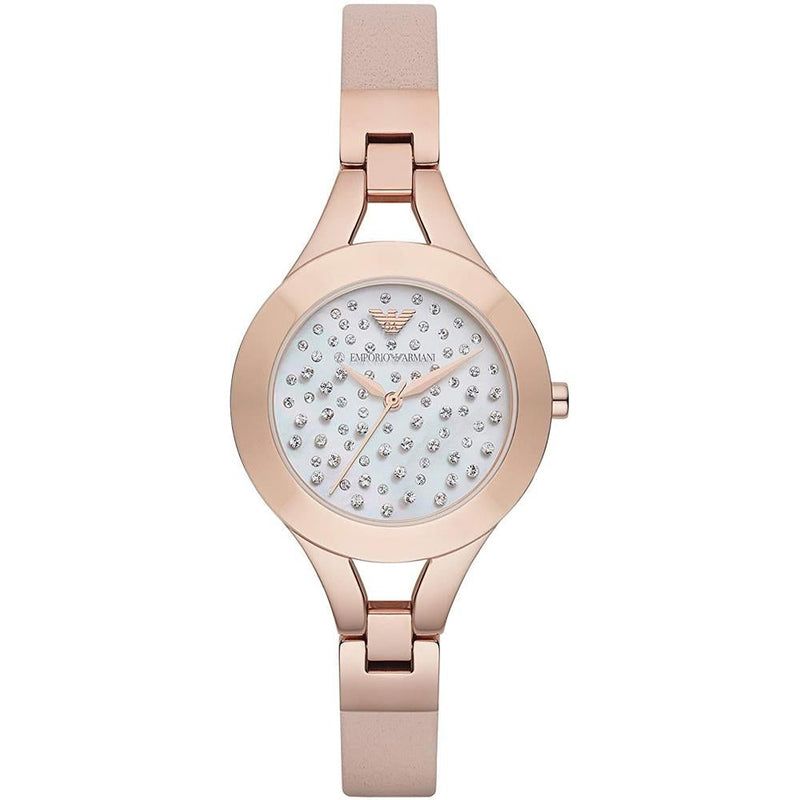 Elegante roségoldene Kristalluhr