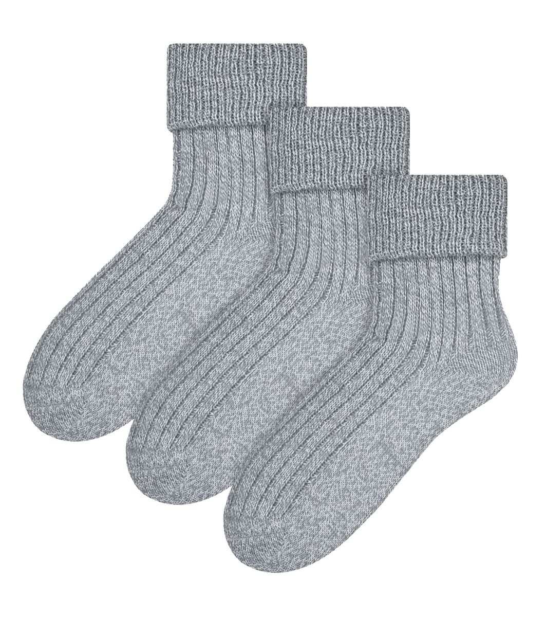 3 Paar Woll-Bettsocken für Damen | Steven | Luxuriöse warme Lounge-Schlafsocken in Hellgrau