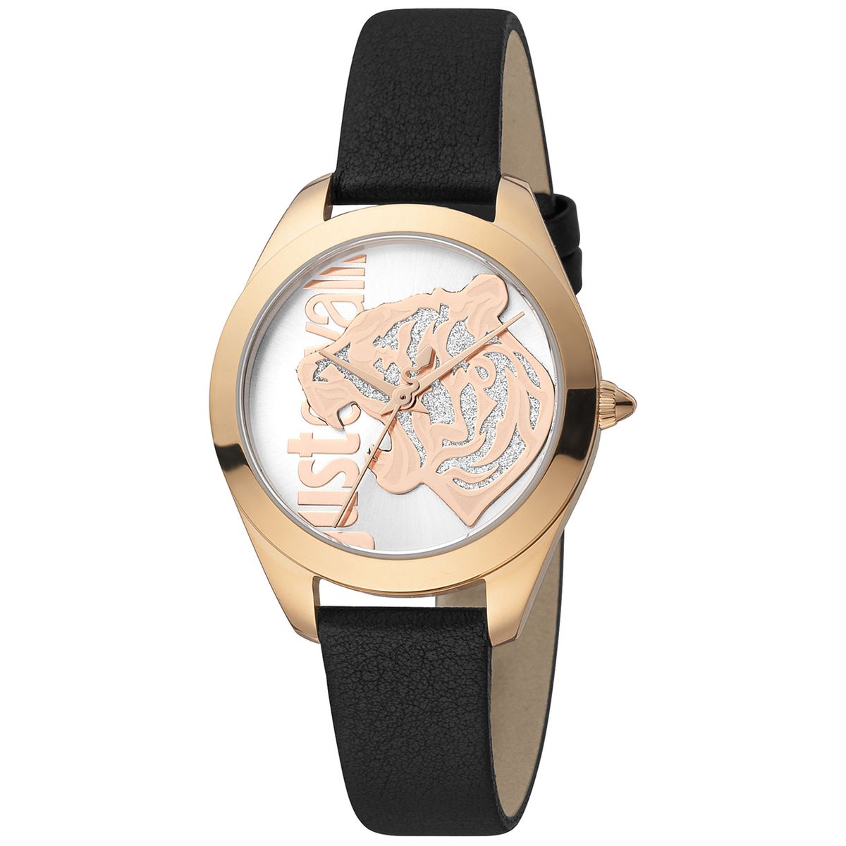 Roségoldene Tiger-Zifferblatt Lederuhr