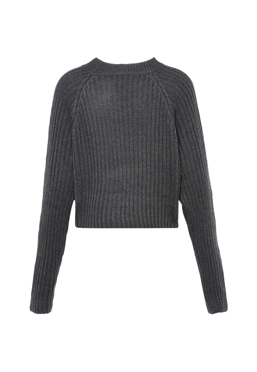 Raglan-Strickpullover in Rippenoptik