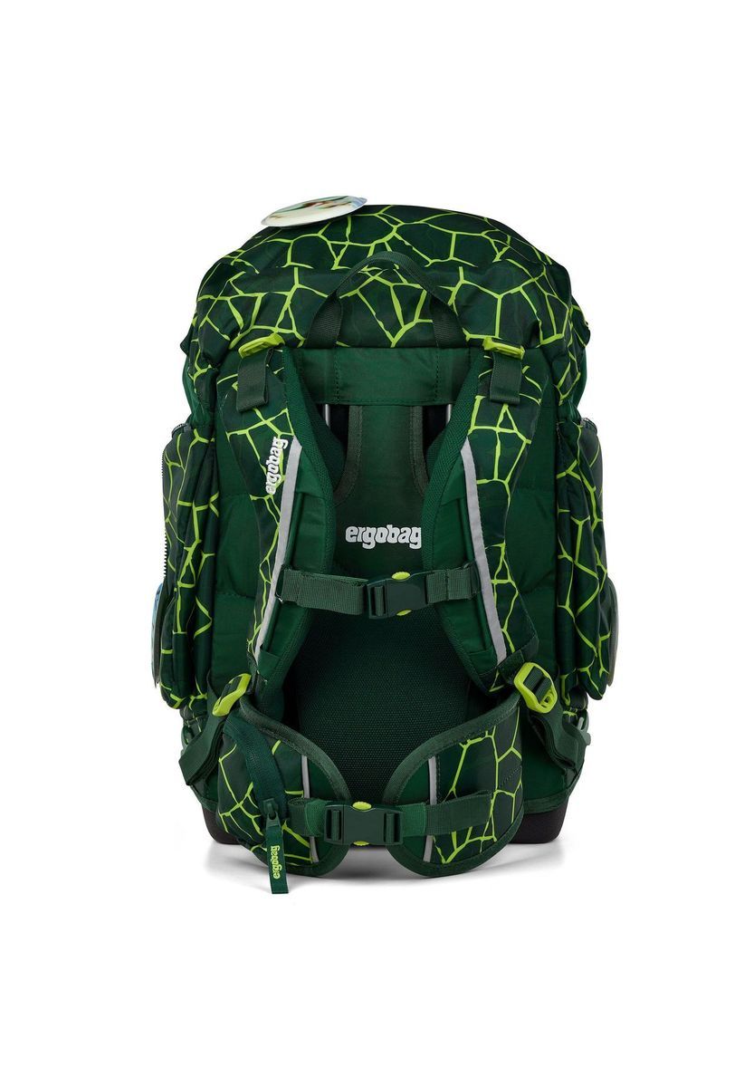 Grünes ergonomisches Dinosaurier Schulrucksack Set