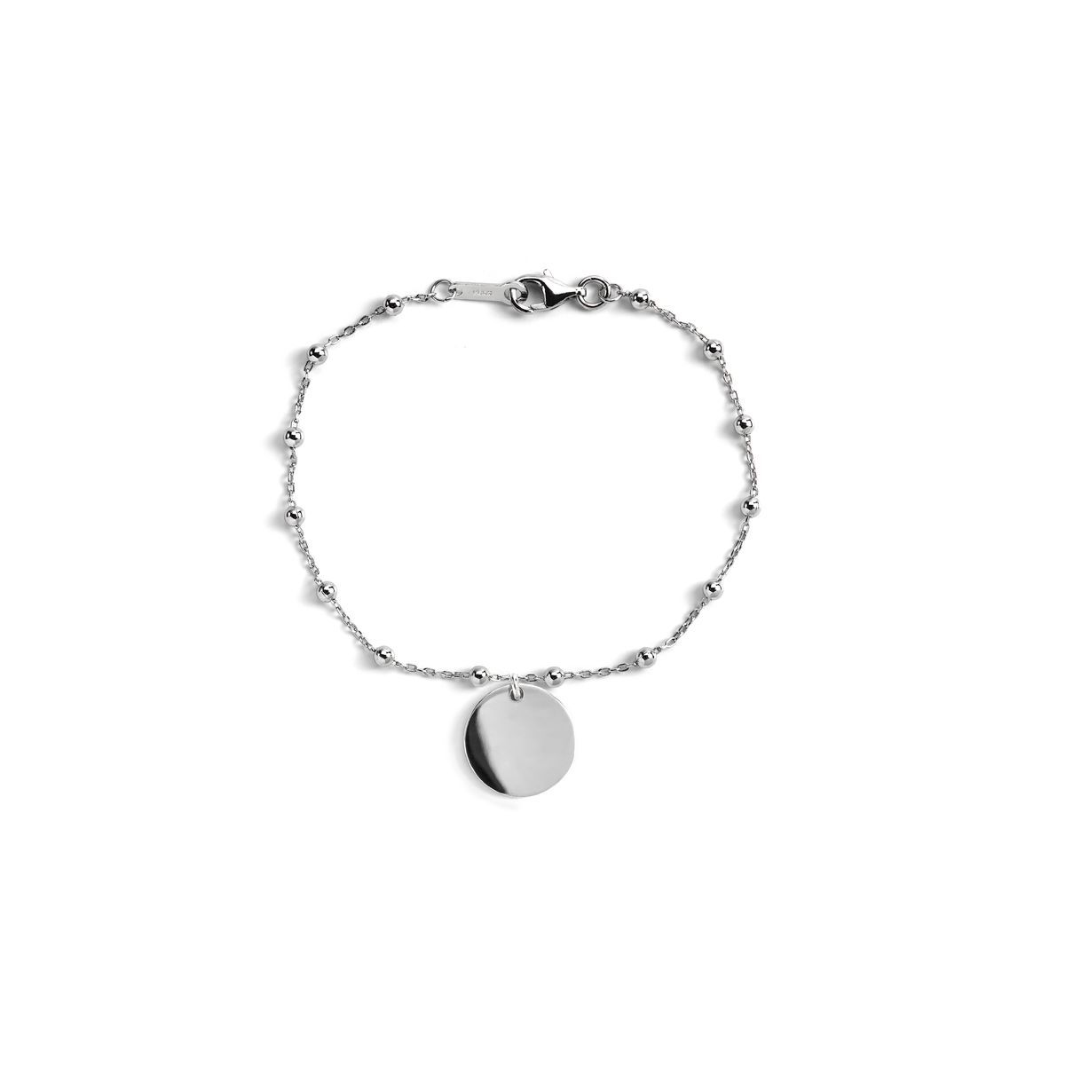 Silbernes Perlenarmband mit Scheibenanhänger