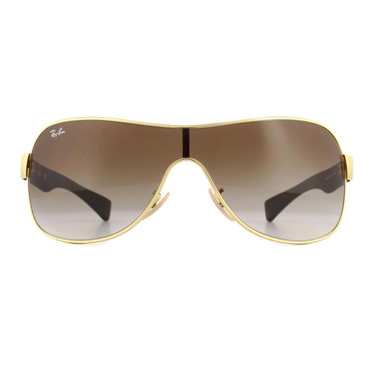 Goldene Visier-Sonnenbrille mit braunem Farbverlauf