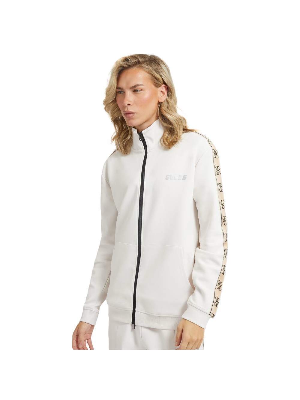 Damen Trainingsjacke mit Reißverschluss und Logo-Streifen