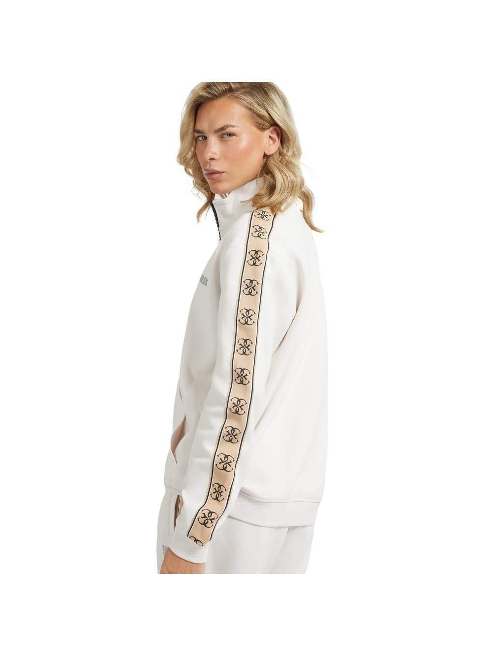 Sweatjacke mit Logo-Streifen und Reißverschluss