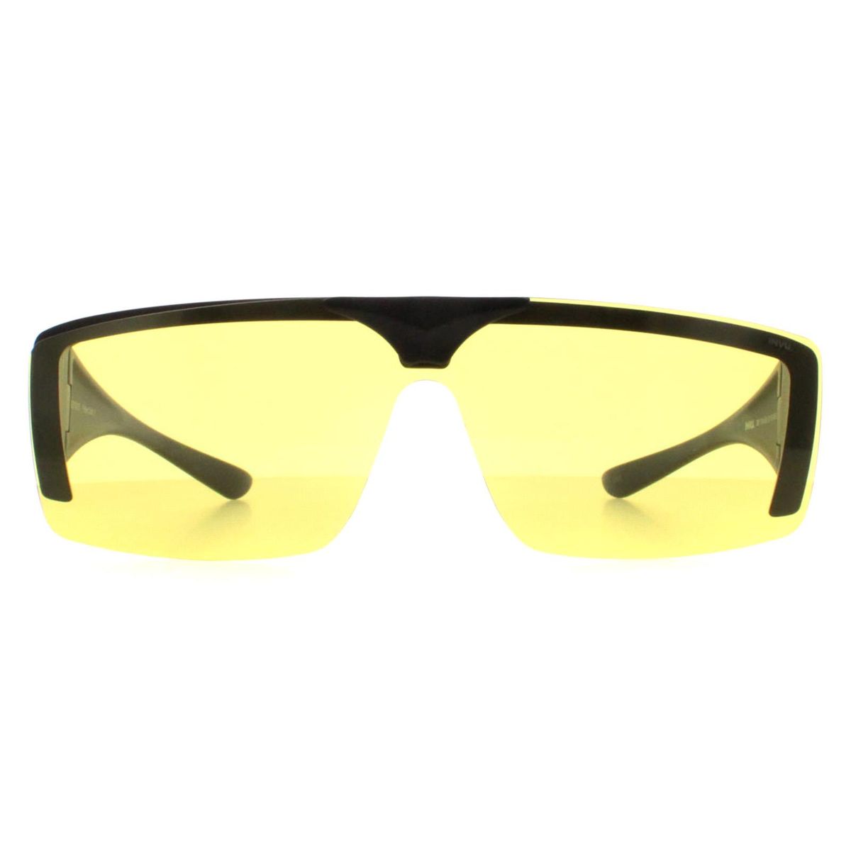 Rechteckige schwarze Fassung, gelbe Gläser, Sonnenbrille
