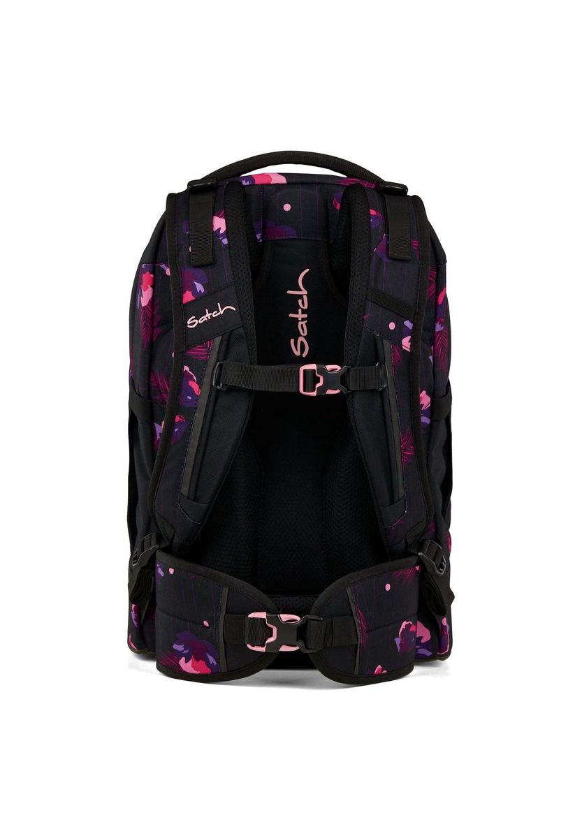 Schulrucksack mit Blumendruck und Reflektor