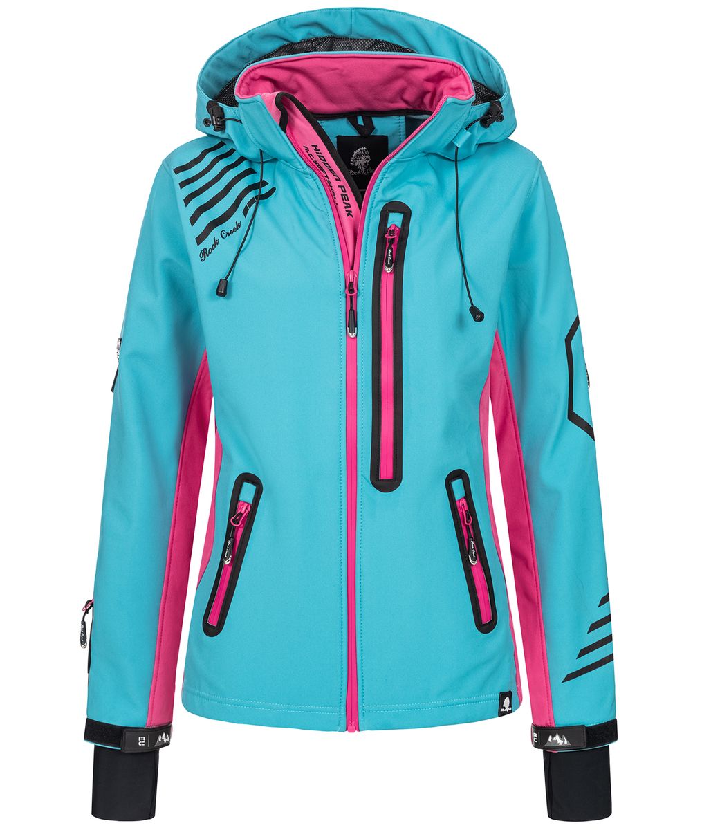 Damen Türkis Softshell Jacke mit Kapuze