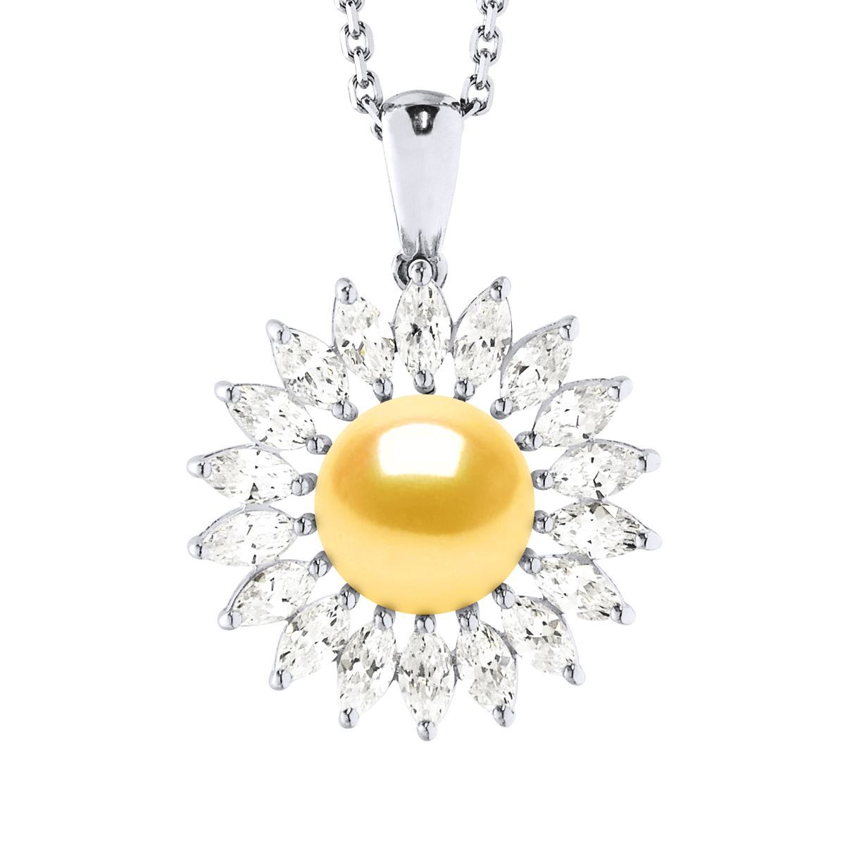 Goldene Perlen Sonnenblumen Anhänger Halskette